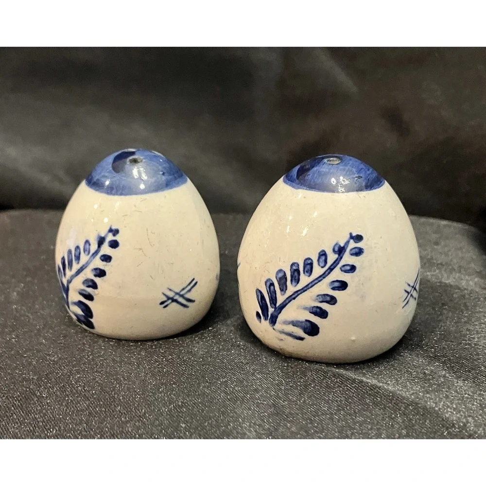 Vintage Delft Blue Mini Egg Dutch Windmill Hand Painted Salt & Pepper Shakers